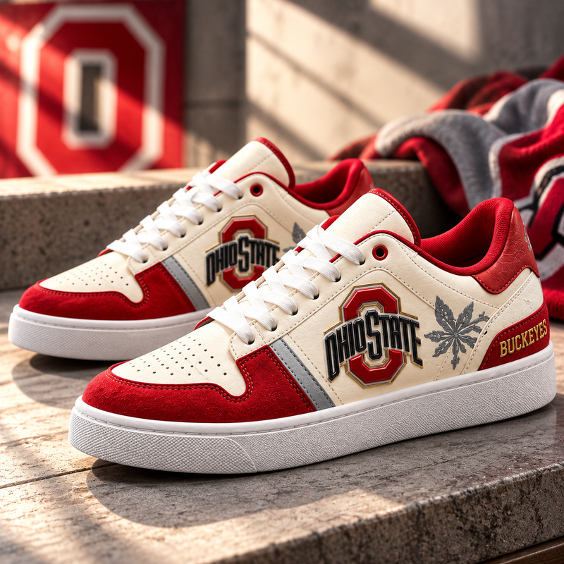 OSU Scarlet and Cream - Low Top Sneakers with Collegiate Attitude