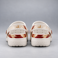 ALA Script in Crimson - Ivory and Gold Statement Clogs
